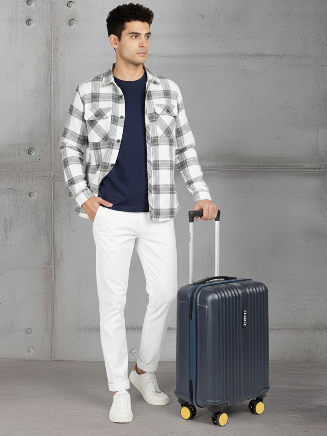 Roadster Textured Hard Cabin Suitcase Trolley Bag- 50L-image-44