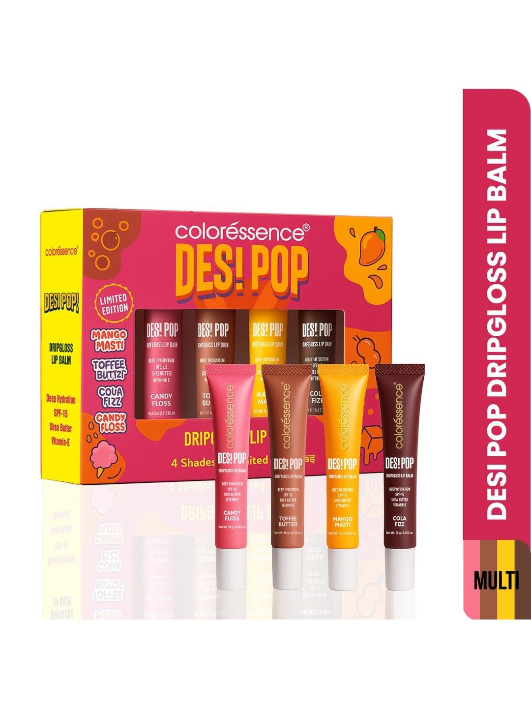 Coloressence Set Of 4 Desi Pop Drip Gloss Lip Balm - 10 g Each - Toffee Butter - Cola Fizz-picture-18
