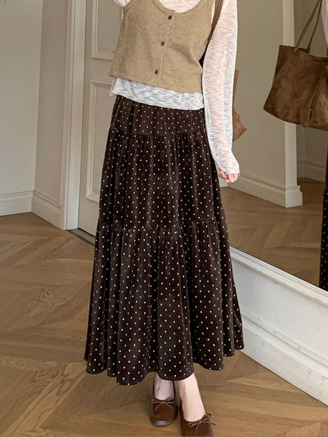 LULU & SKY Polka Dot Printed Maxi Tiered Skirt-picture-18