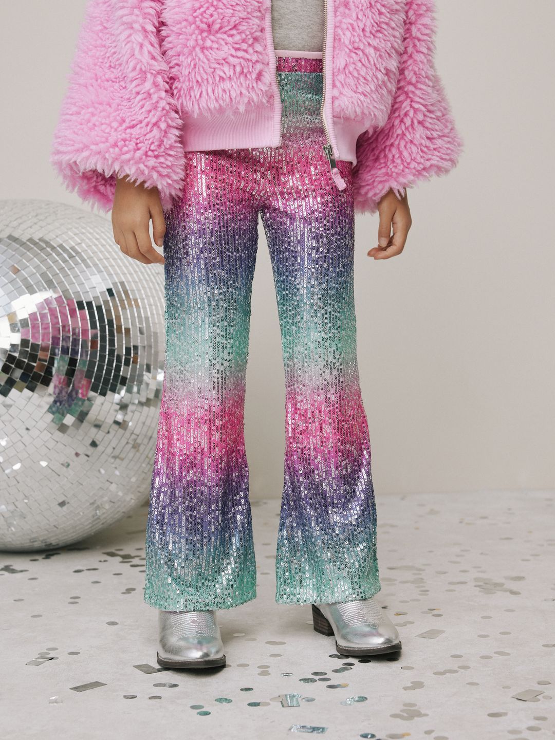 NEXT Kids Ombre Sequined Flared Leggings-picture-32