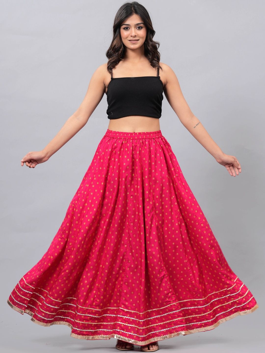 Maquien Printed Maxi Flared Skirts-picture-2