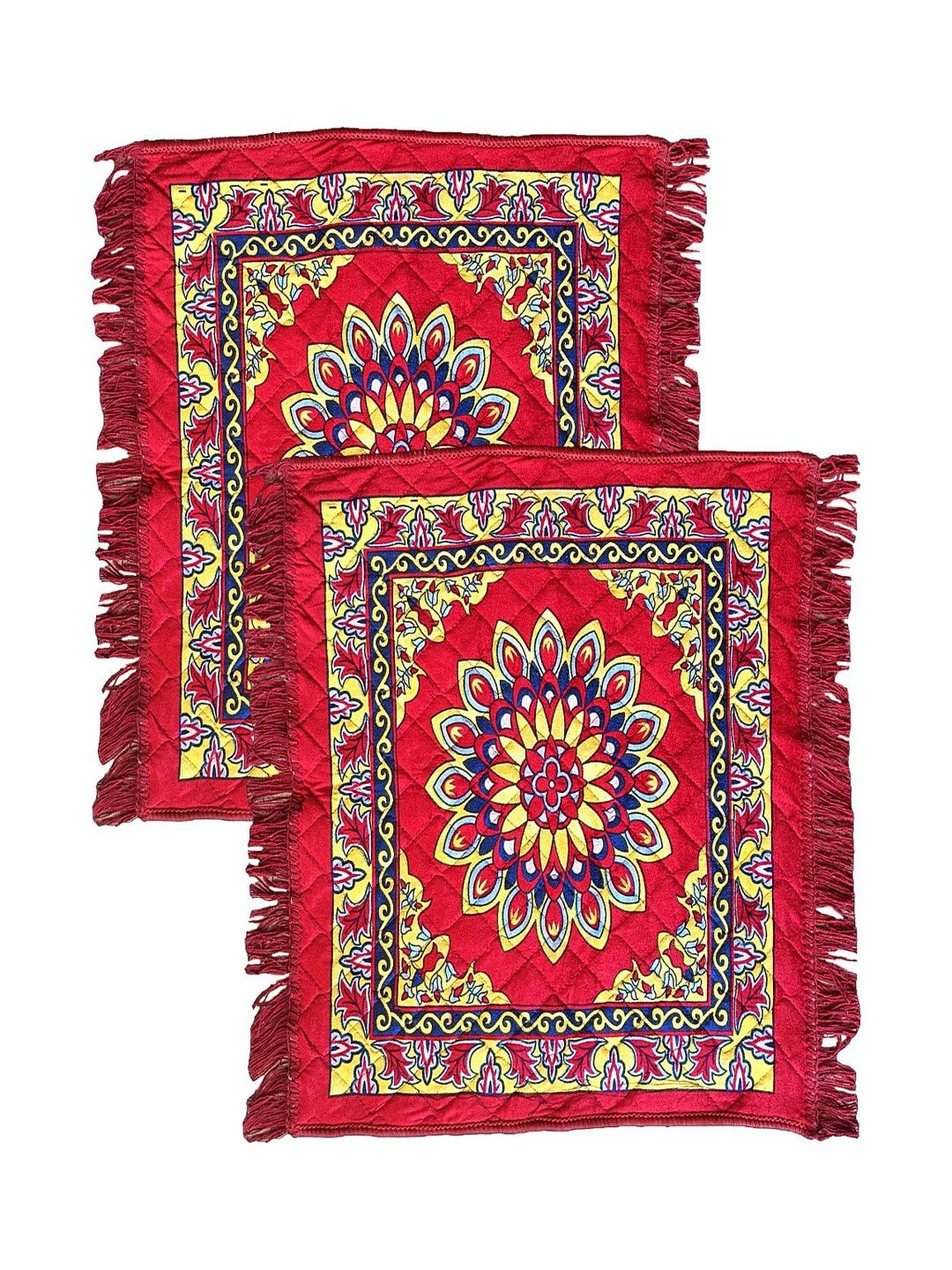 vstucart 2-Pieces Red Floral Printed Velvet Prayer Mat-image-47