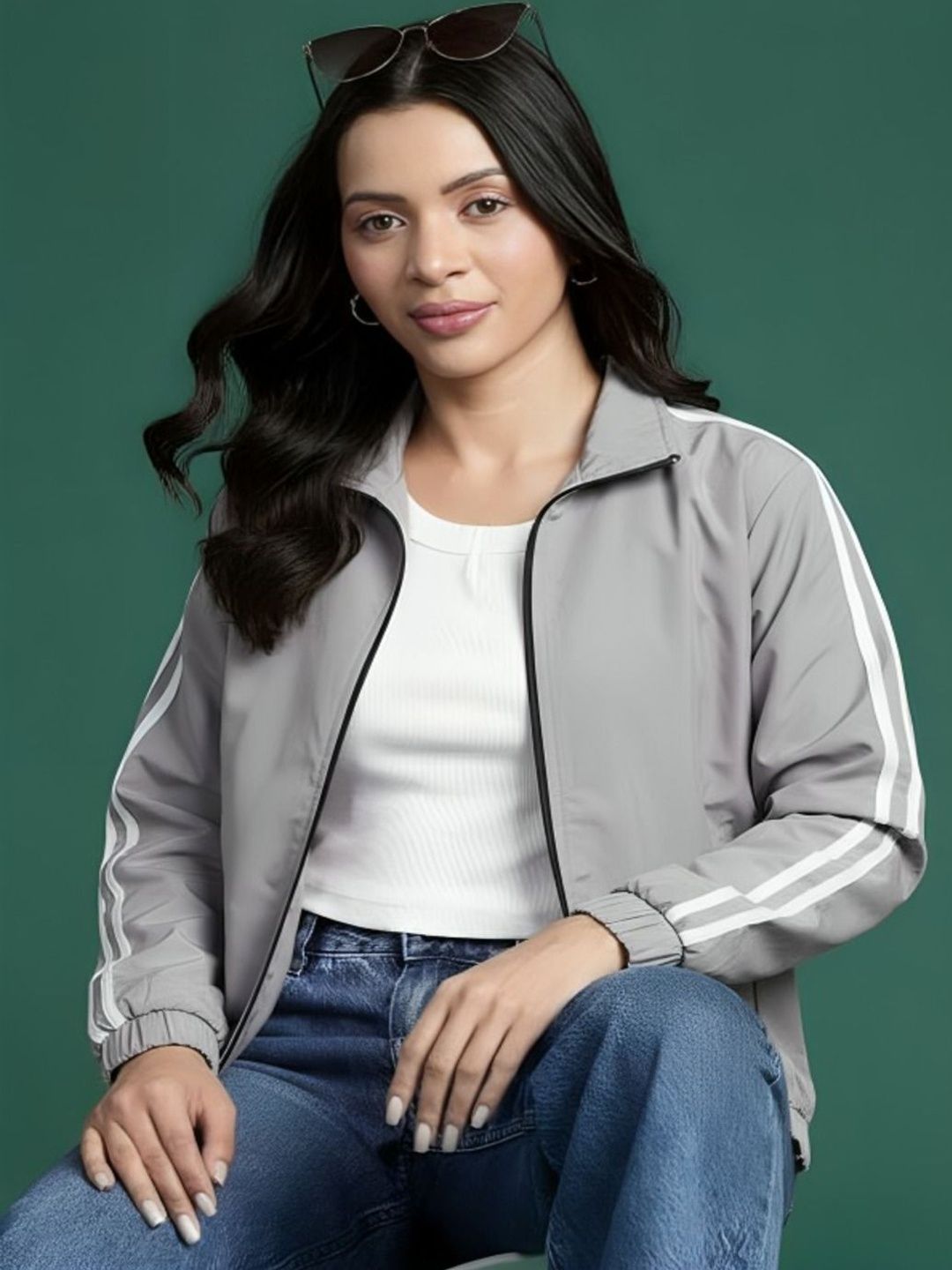 THE FASHION HUB Women Striped Lightweight Sporty Jacket-picture-21