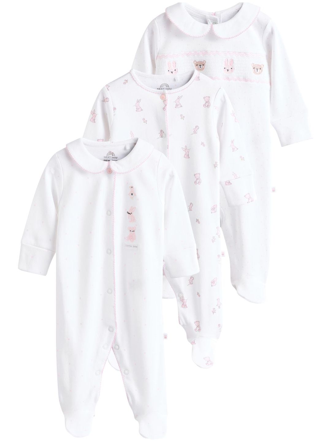 NEXT Infant Pack of 3 Printed Pure Cotton Sleepsuit-picture-45