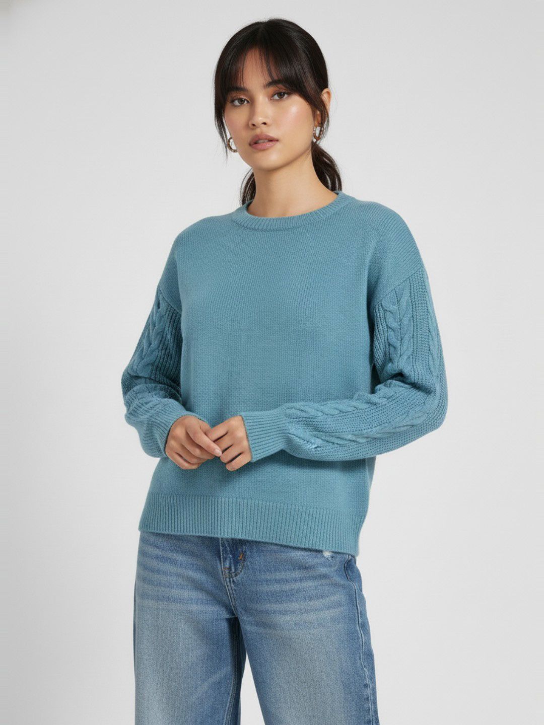 glitchez Cable Knit Detail Oversized Pullover-picture-38