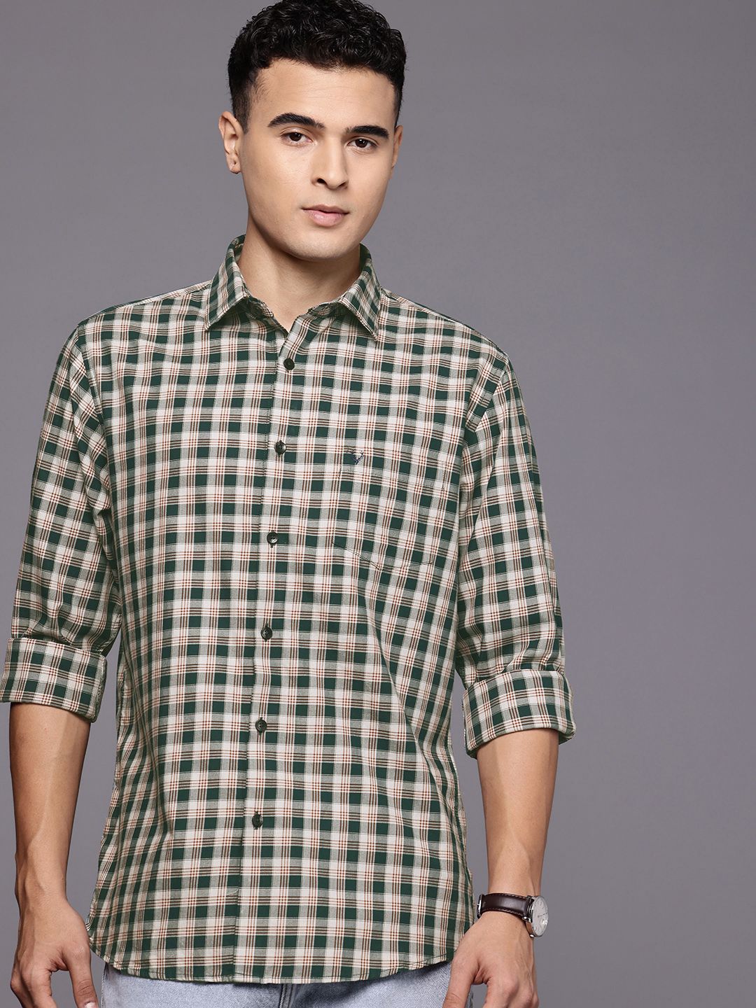 Allen Solly Classic Fit Checked Pure Cotton Casual Shirt-picture-19