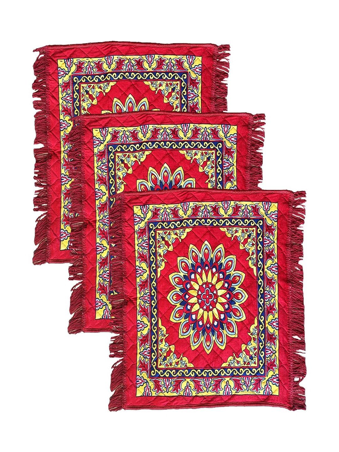 vstucart 3-Pieces Red Printed Velvet Water Resistant Prayer Mat-picture-47