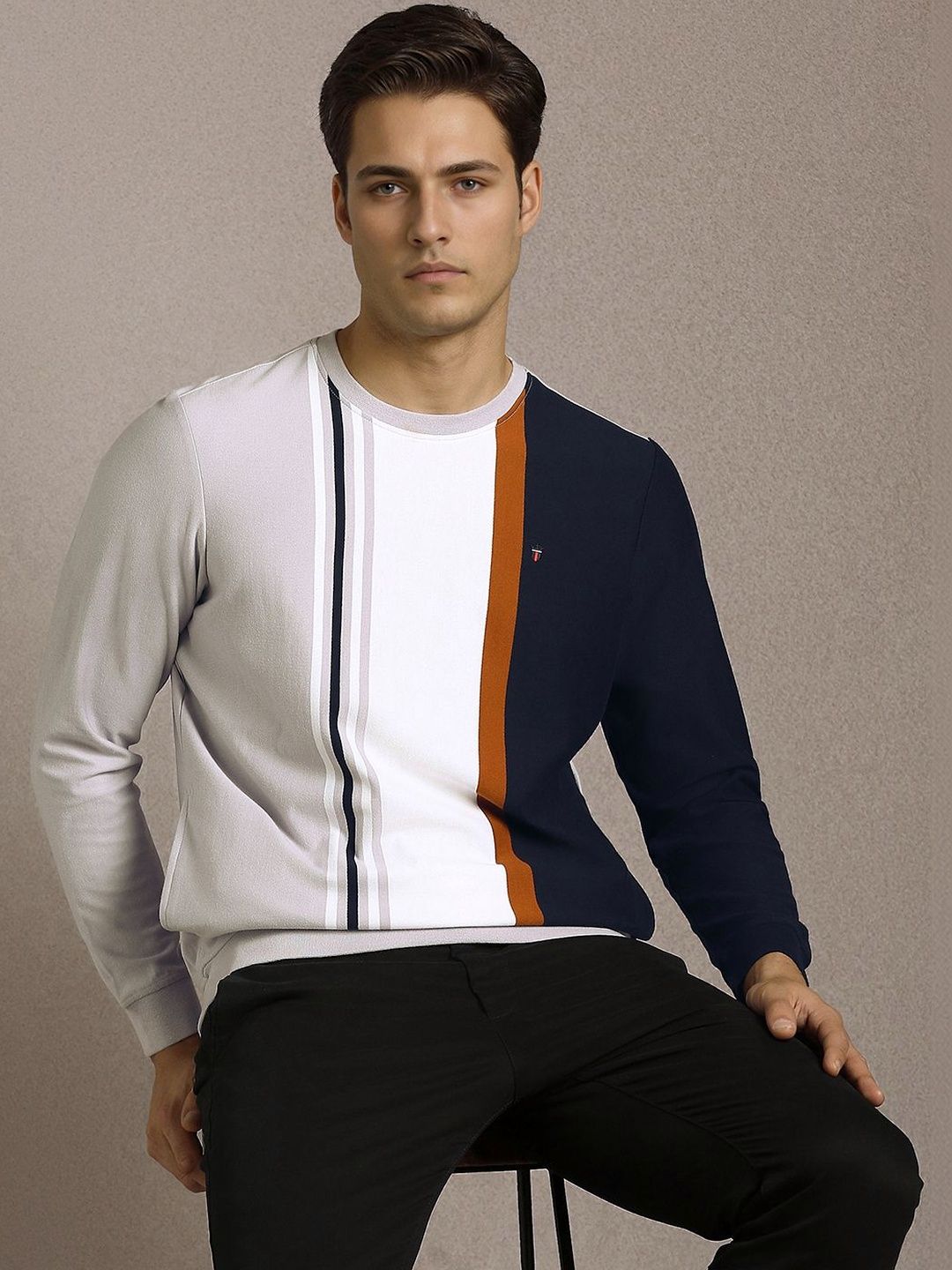 Louis Philippe Sport Men Colourblocked Sweatshirt