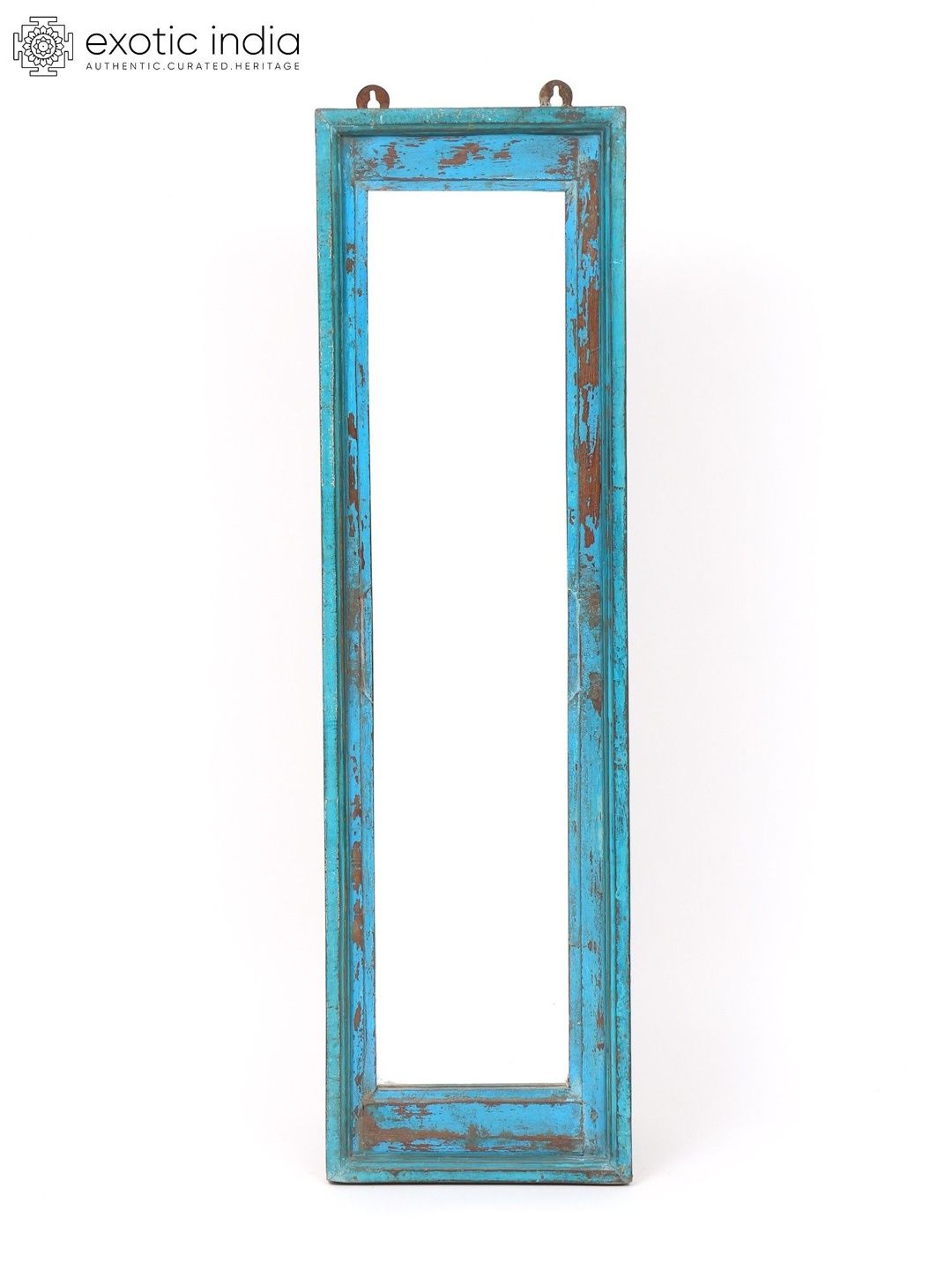 Exotic India Blue Textured Vintage Rectangular Mirror-image-32