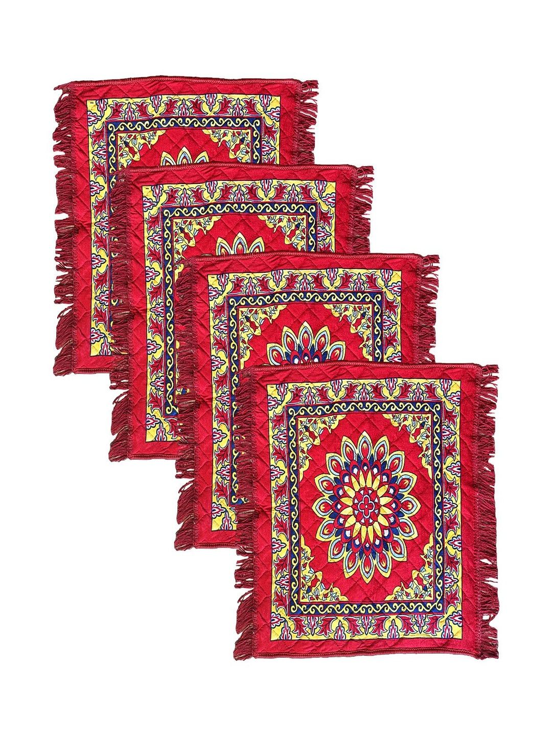 vstucart Red & Navy Blue Printed 4 Pieces Water Resistant Prayer Mats-image-19