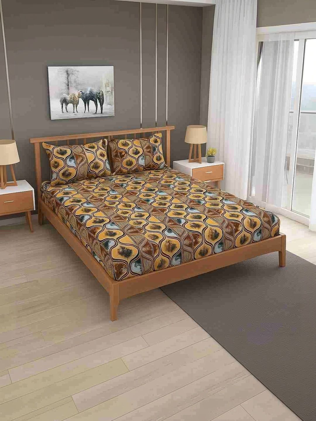 MORADO Yellow Bedsheet with 2 Pillow Covers-picture-21