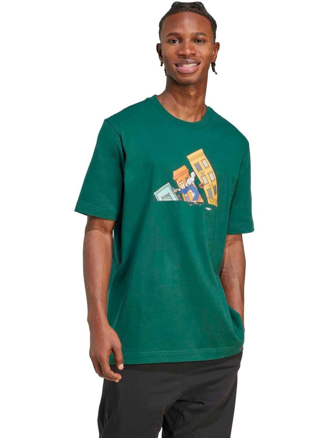 ADIDAS Ddoodle Hunt Skate Graphic Printed Pure Cotton Round Training Neck Tshirt-image-16