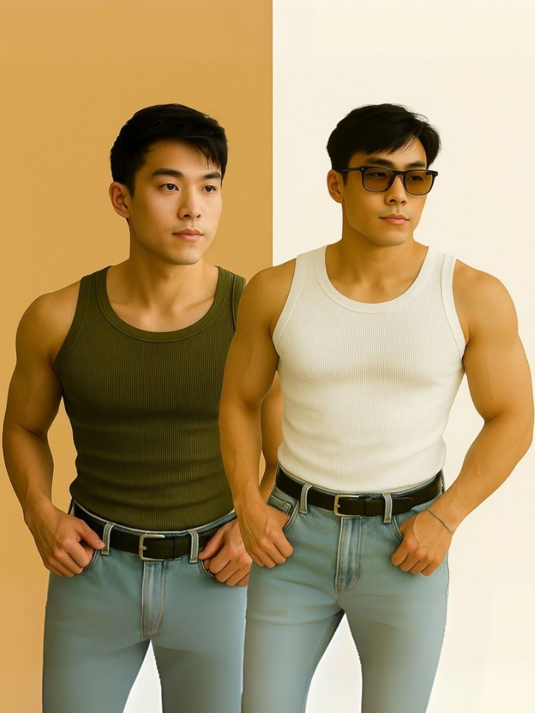 ROCKWELL Pack Of 2 Ribbed Cotton Breathable Innerwear Gym Vests-picture-26