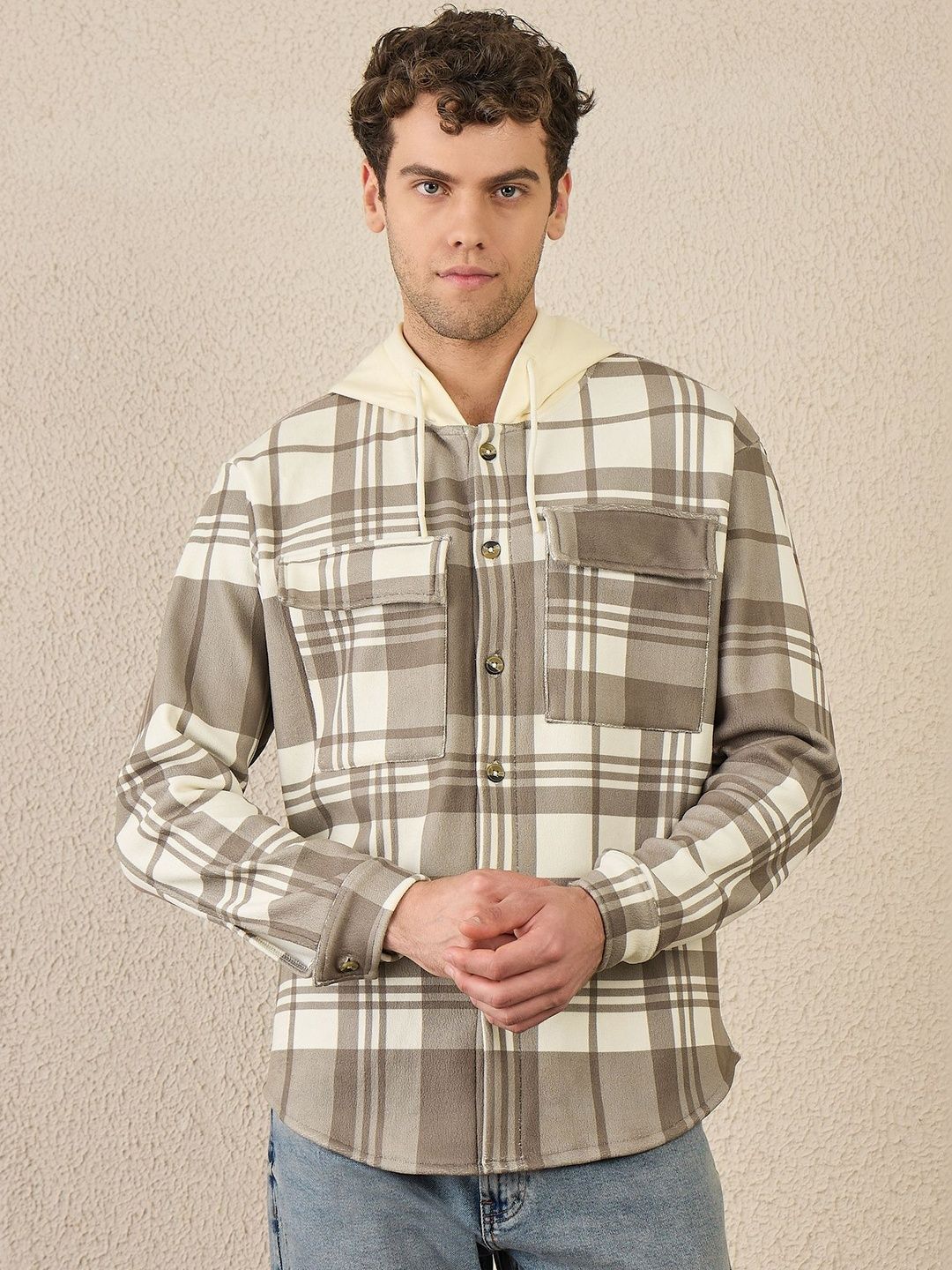 REPRISE Men Checked Hooded Sweatshirt-picture-54