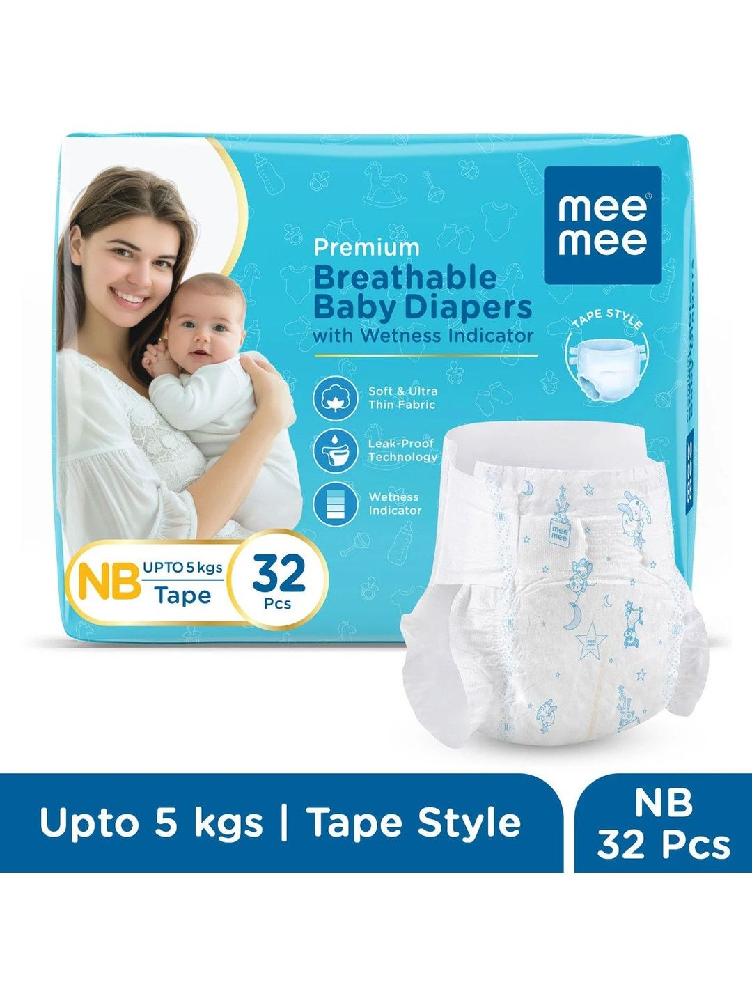 MeeMee Premium Baby Diaper Pants- M- 32 Pcs