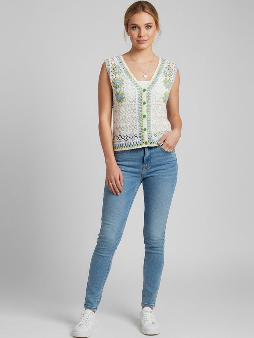 all about you Women Floral Sweater Vest with Embroidered Detail-picture-20