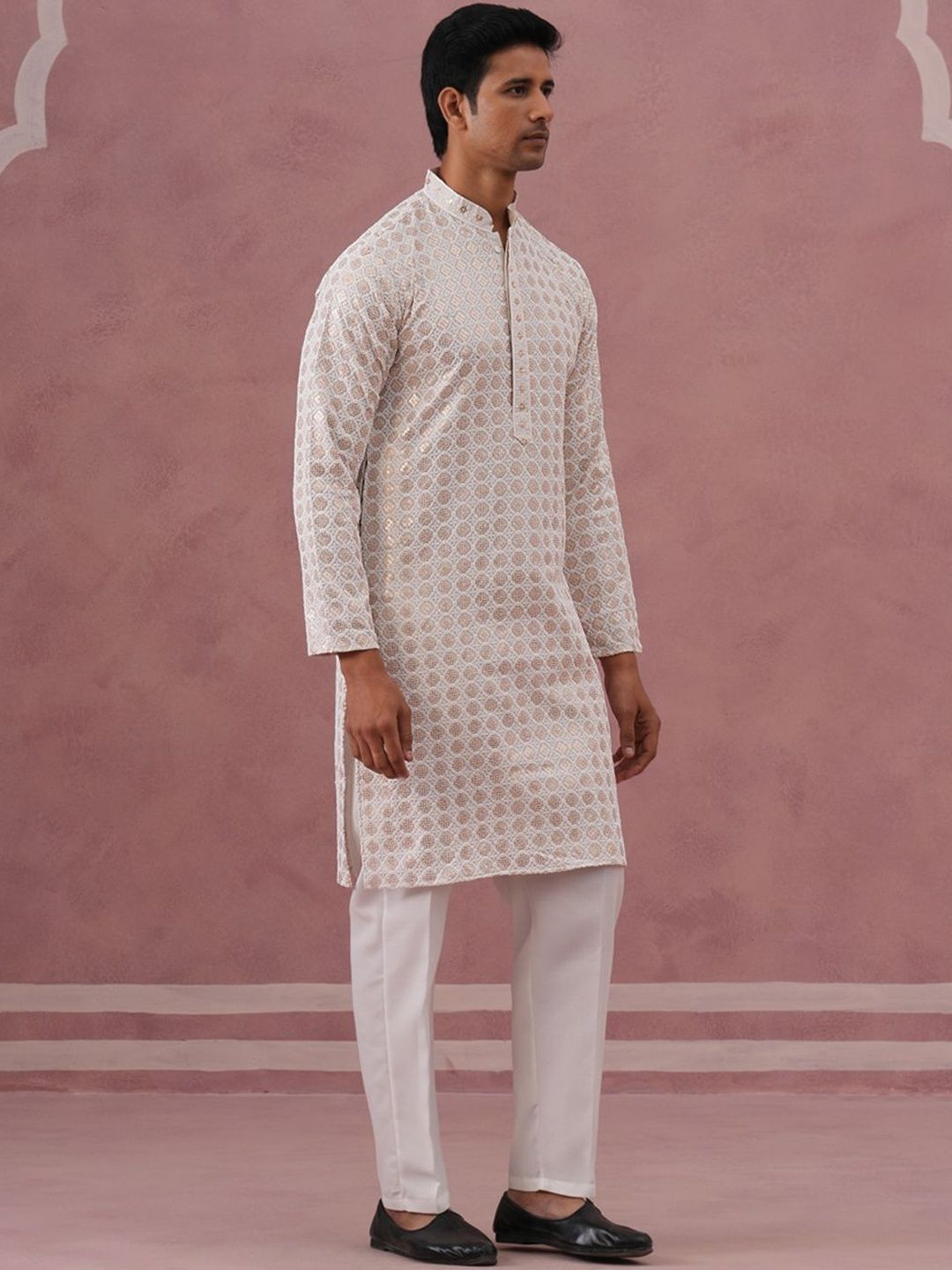 Jompers Men Embroidered Regular Thread Work Kurta with Trousers-picture-21