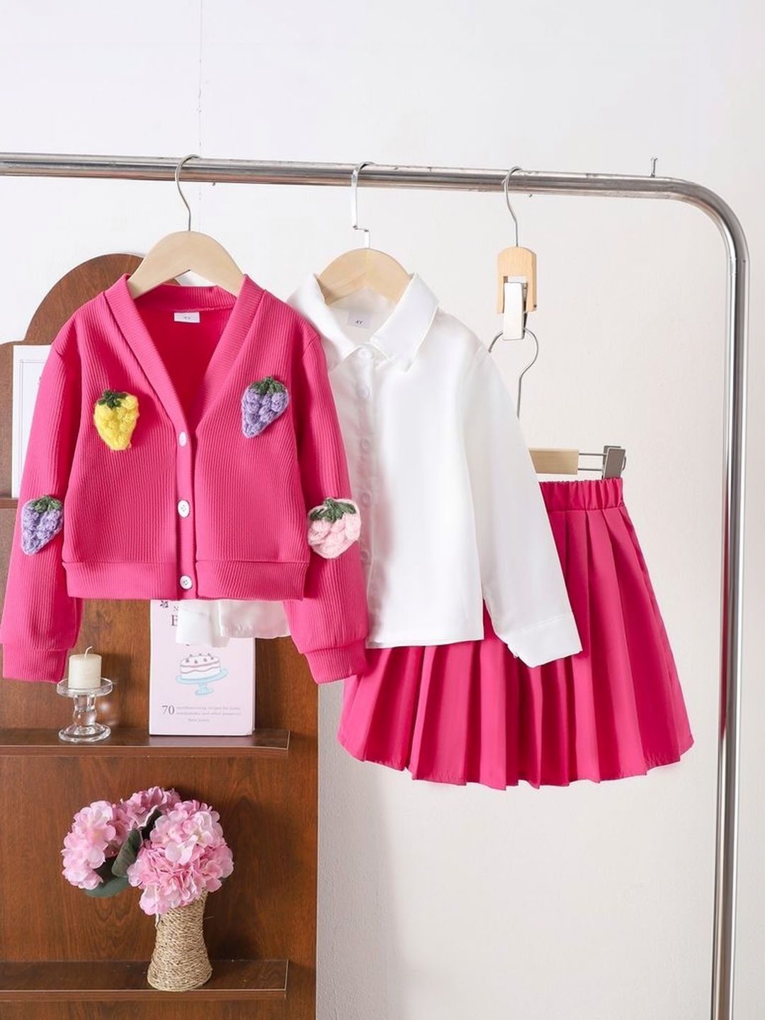 LULU & SKY Girls T-shirt and Shirt with Skirt-image-12