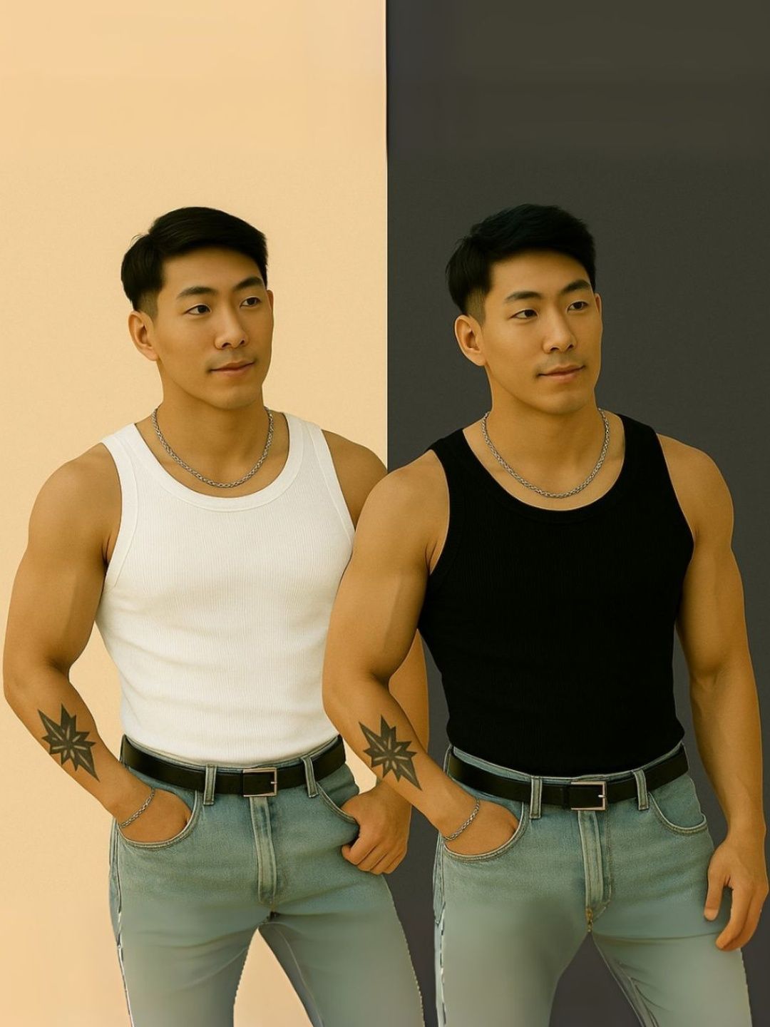 ROCKWELL Pack Of 2 Ribbed Cotton Breathable Innerwear Gym Vests-picture-14