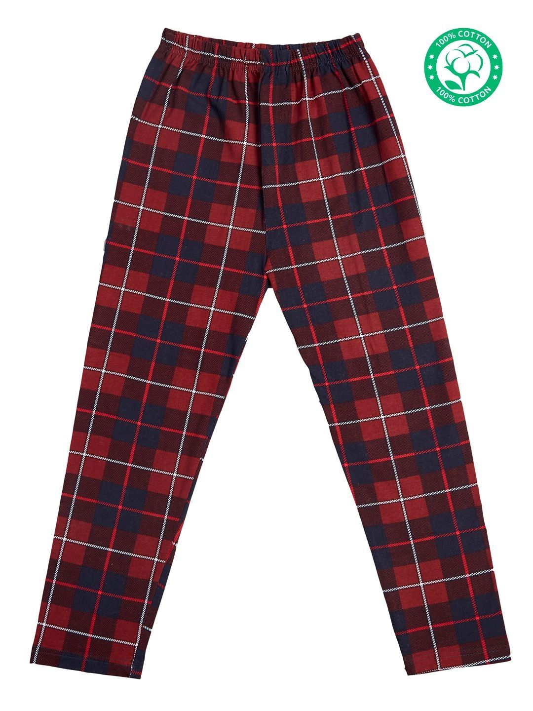 earth conscious Kids Pure Cotton Knitted Checked Lounge Pant-picture-33