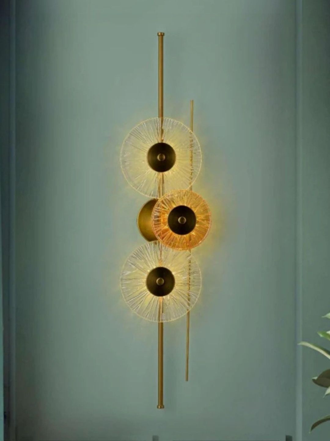 Stello Gold-Toned & Gold-Toned Textured Metal Contemporary Abstract Shaped Shaped Wall Lamp-picture-17