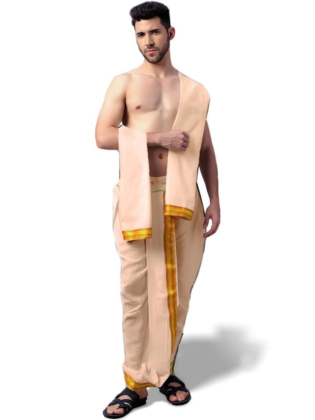 Spewim Men Solid Cotton Dhoti Pants-image-36