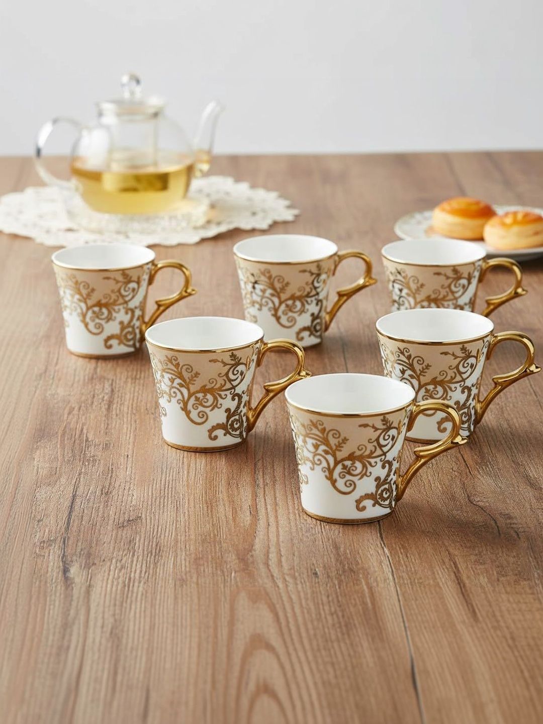 Femora Gold-Toned Crafted Ceramics Geometric Ceramic Glossy Mugs Set of Cups and Mugs-image-15