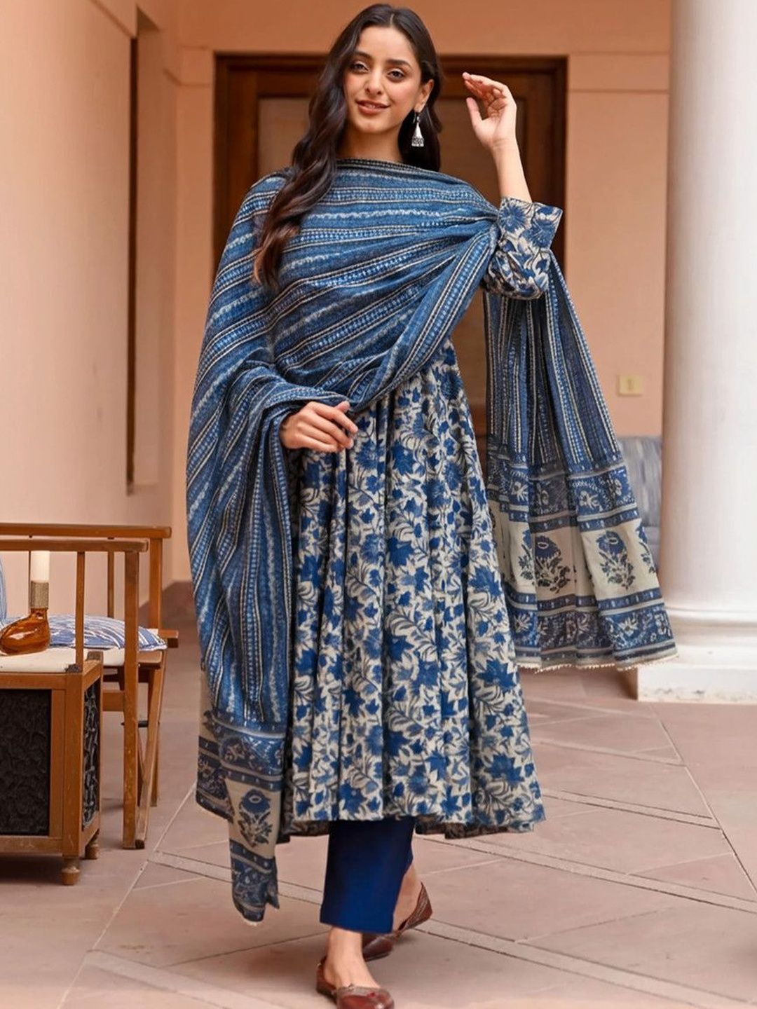 C J Enterprise Women Floral Printed Regular Kurta with Trousers & With Dupatta-picture-11