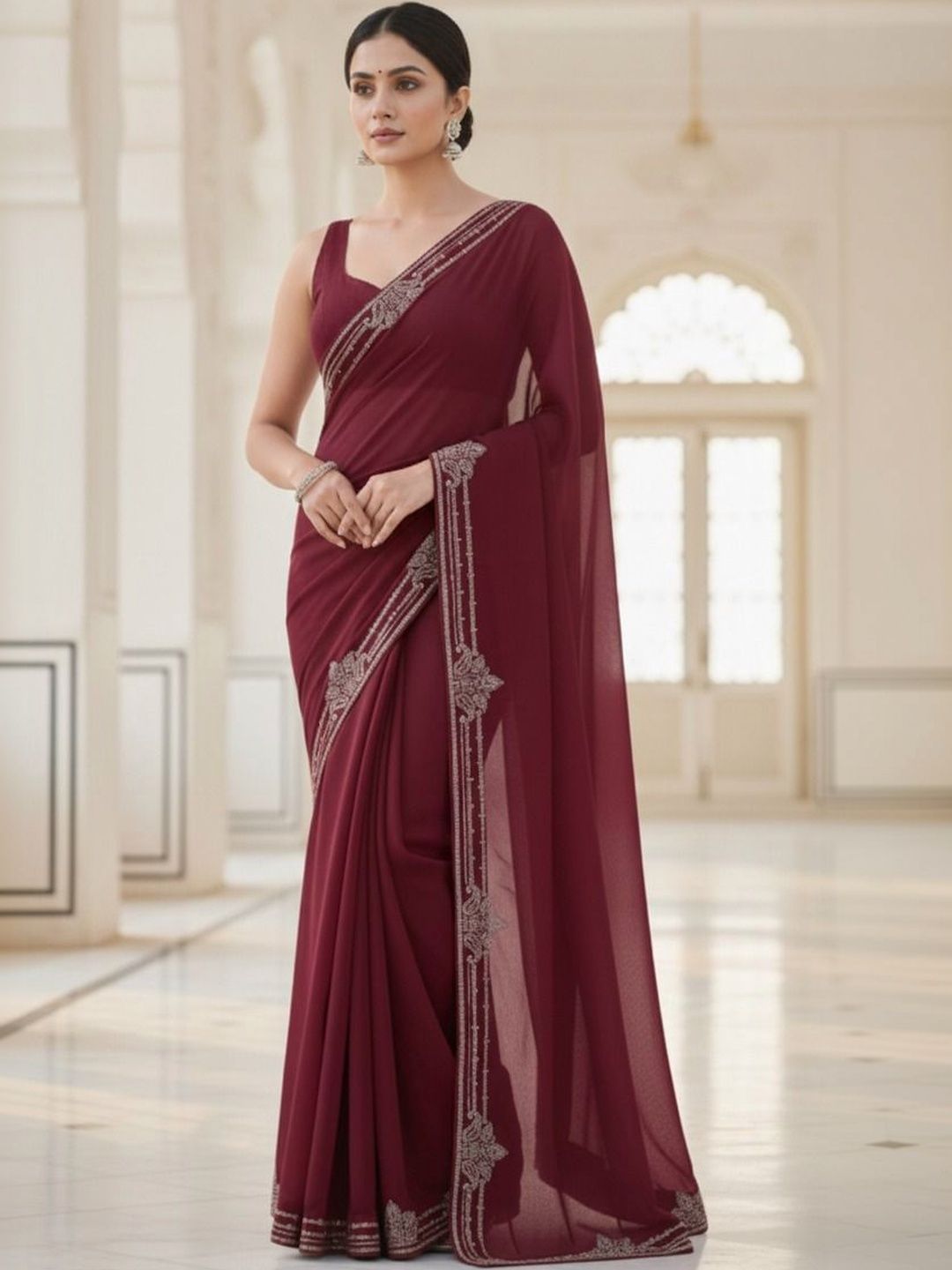 Moda Rapido Embellished Embroidered Poly Georgette Saree-picture-20