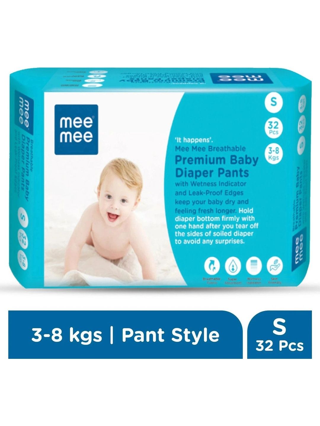 MeeMee Premium Baby Diaper Pants- S- 32 Pcs-image-28