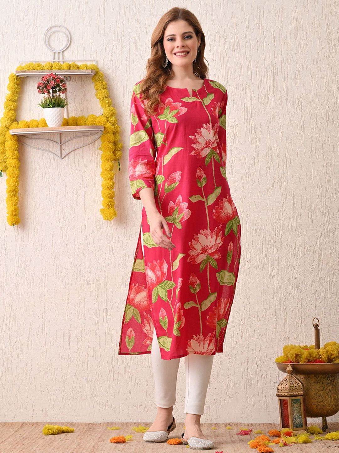 BKApparels Women Floral Printed Round Neck Kurta-picture-32