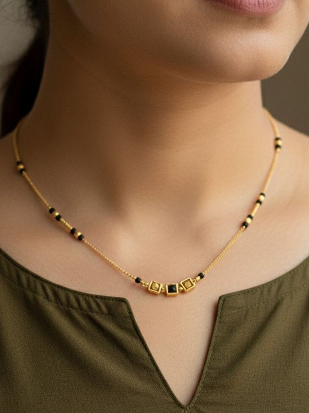 Anouk Gold-Plated Artificial Stones and Beads Mangalsutra-picture-27