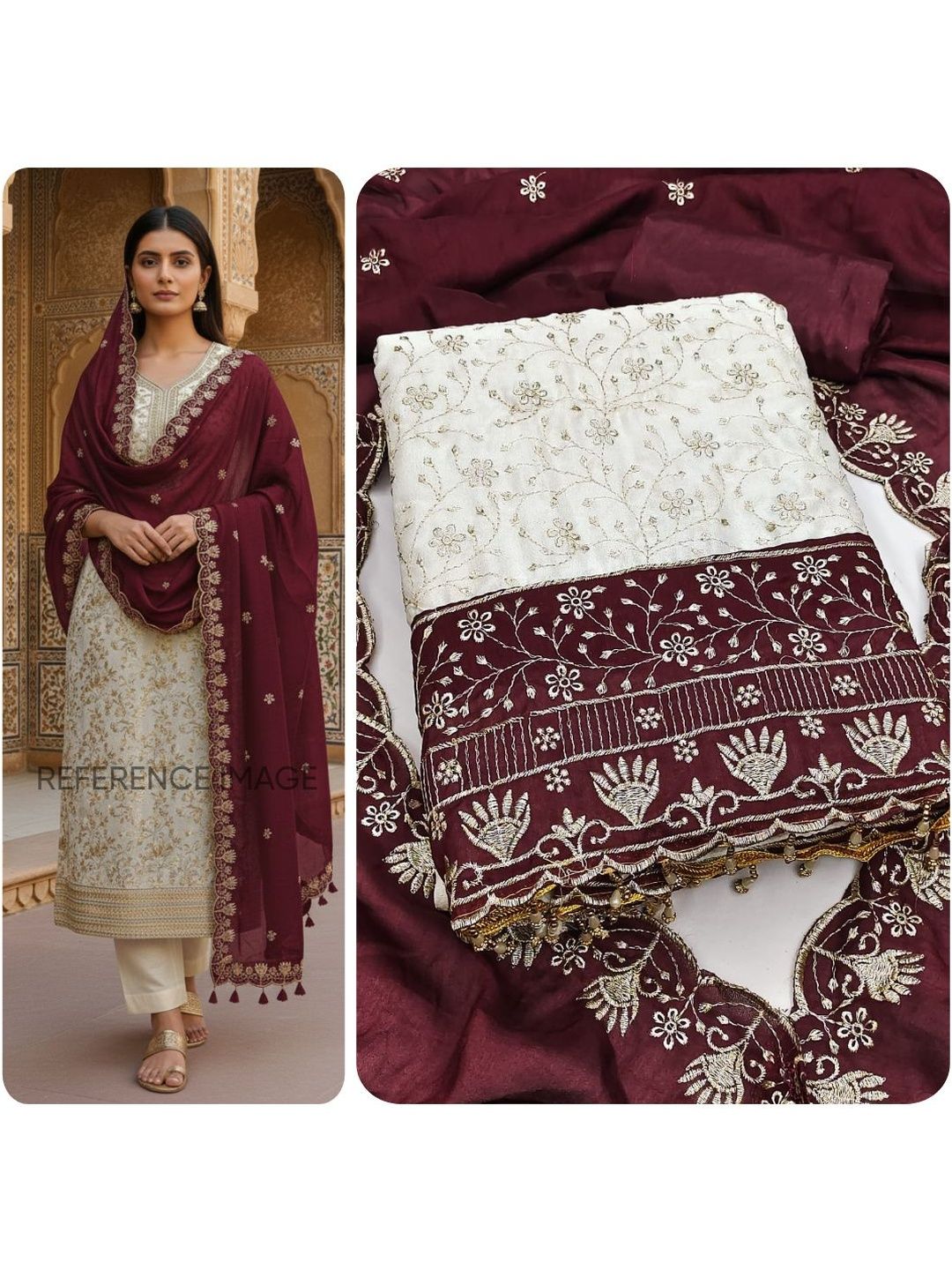 HMP Fashion Embroidered Unstitched Dress Material