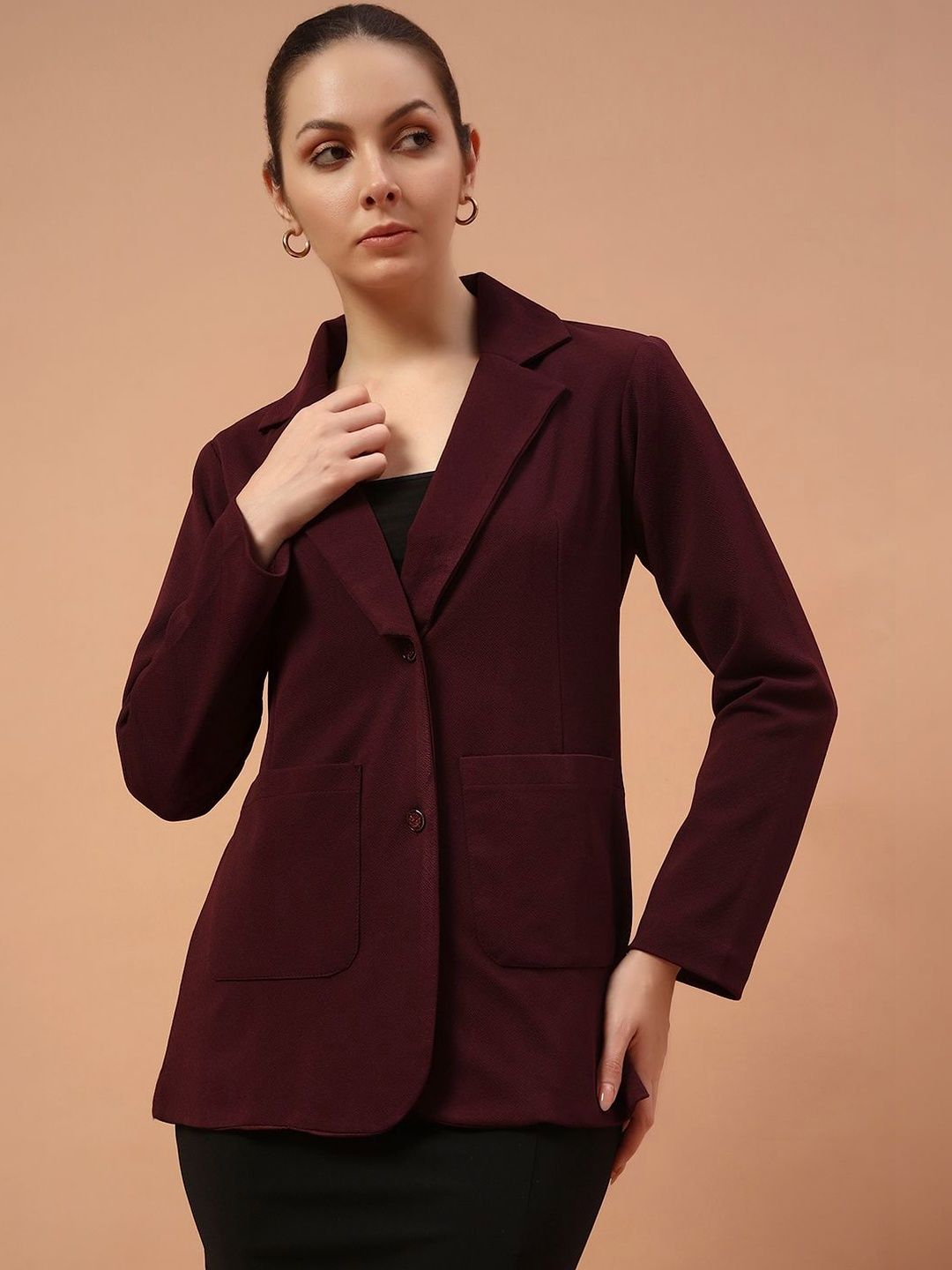 REBERRY Notched Lapel Single-Breasted Blazer-image-3