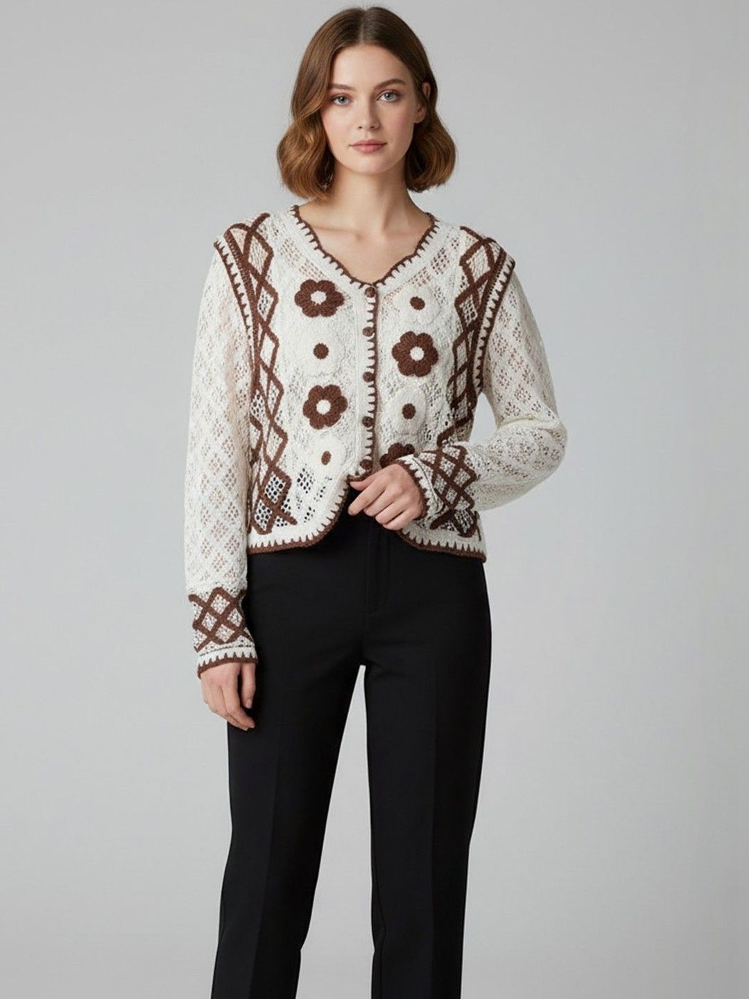DressBerry Women Floral Cardigan with Applique Detail-picture-20
