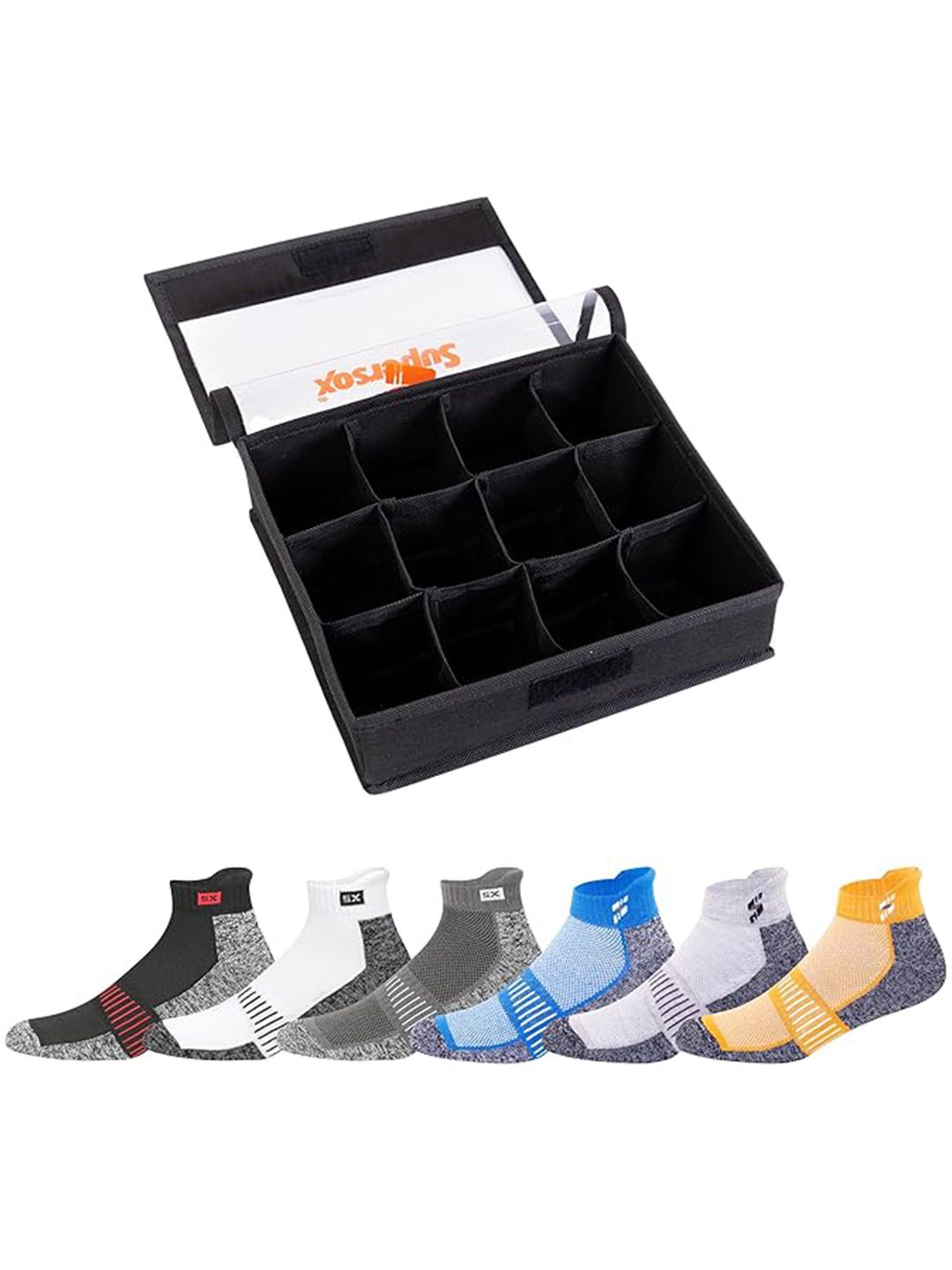 Supersox Men Pack Of 6 Printed Cotton Ankle-Length Socks With Organizer-image-25