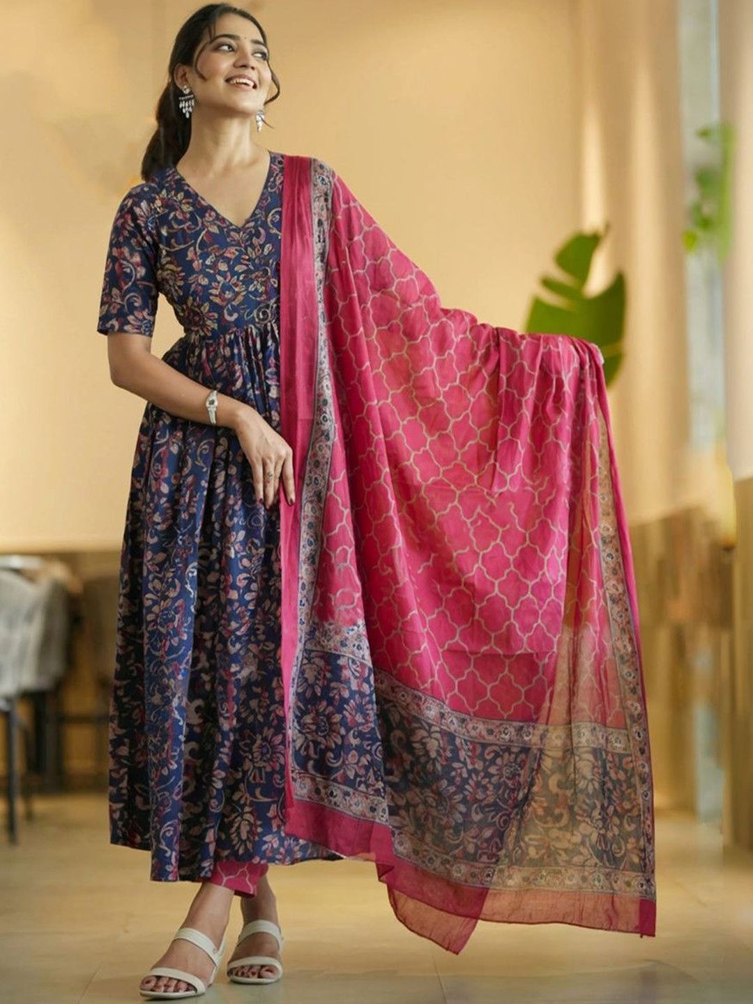 C J Enterprise Women Floral Printed Regular Kurta with Trousers & With Dupatta-picture-34