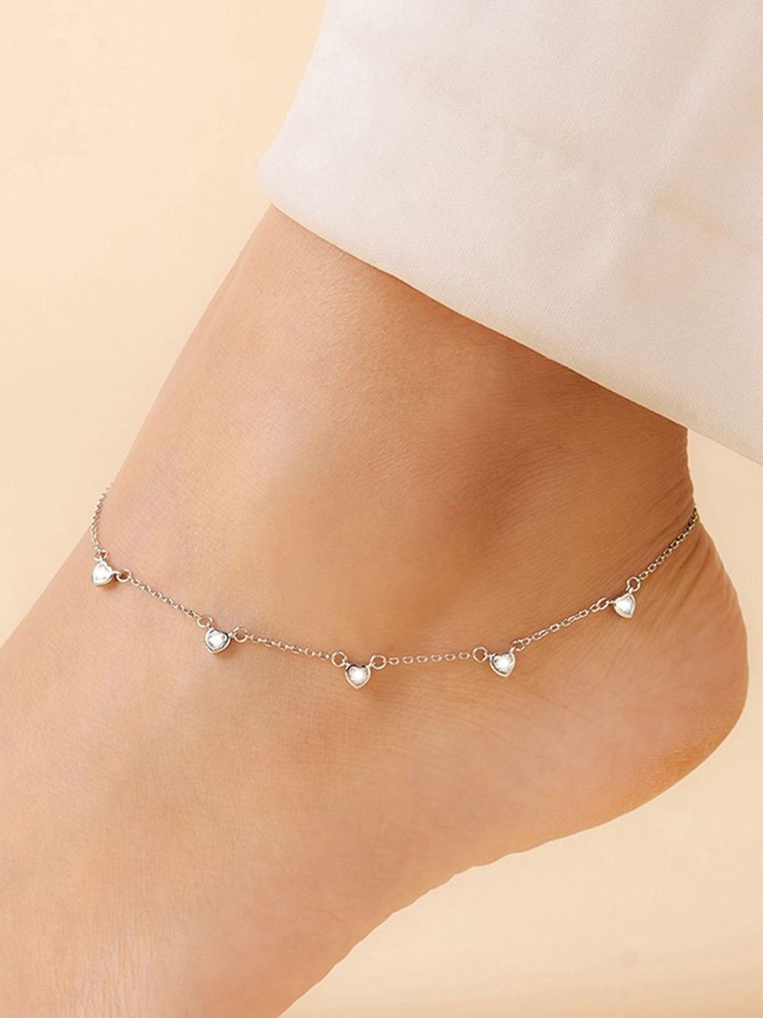 Zavya 925 Sterling Silver Rhodium-Plated Artificial Stones Studded Anklet-picture-41