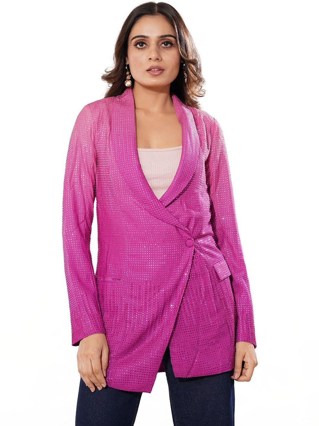 Purple State Women Double-Breasted Blazers-picture-36