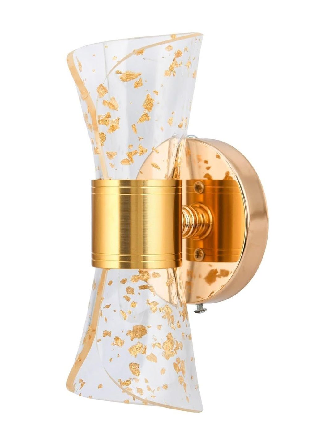 OJIT LIGHT DECORATION Gold-Toned & Gold-Toned Textured Metal Contemporary Abstract Shaped Shaped Wall Lamp-picture-55