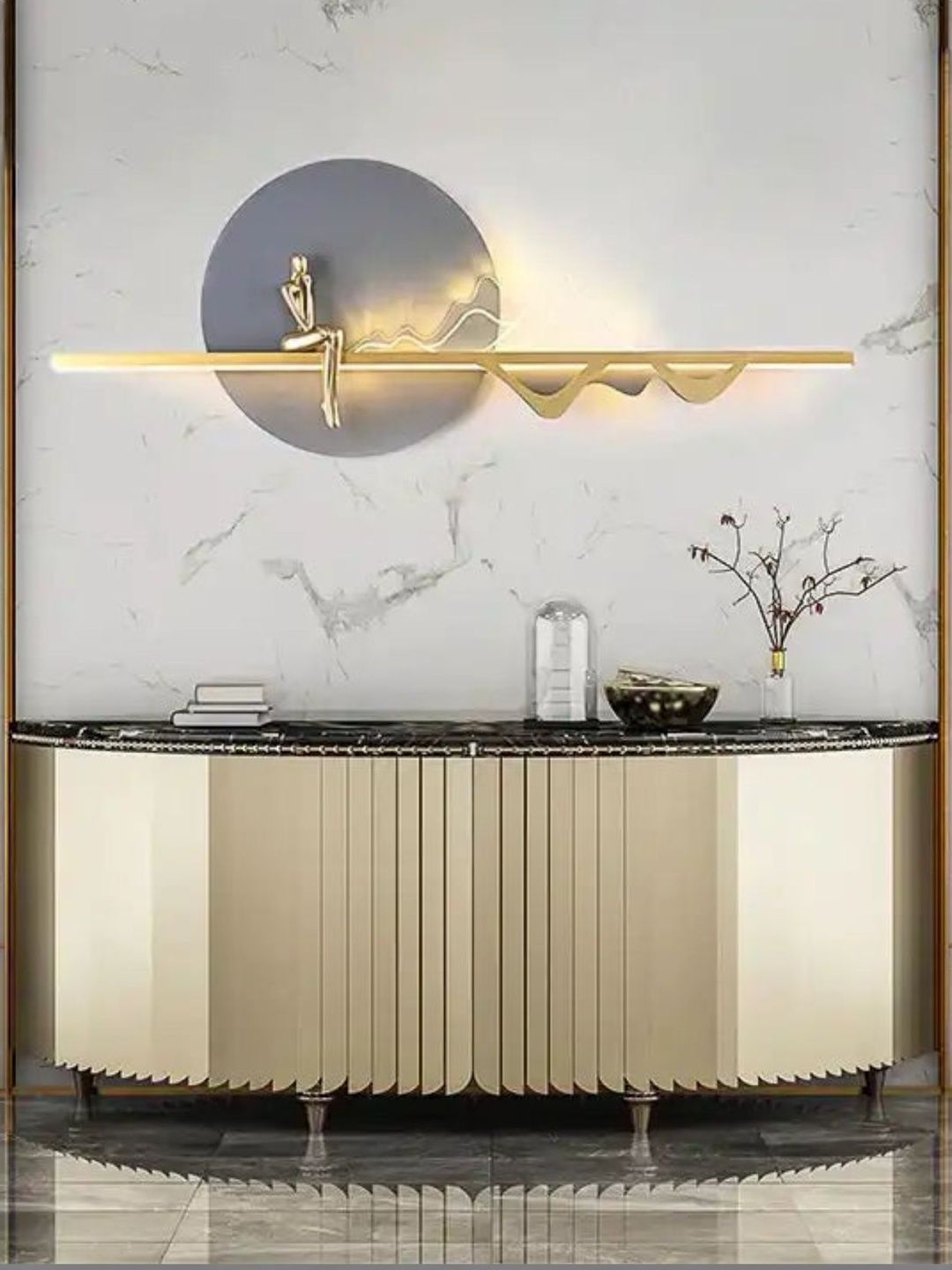 Stello Gold-Toned & Gold-Toned Metal Contemporary Abstract Shaped Shaped Wall Lamp-image-35