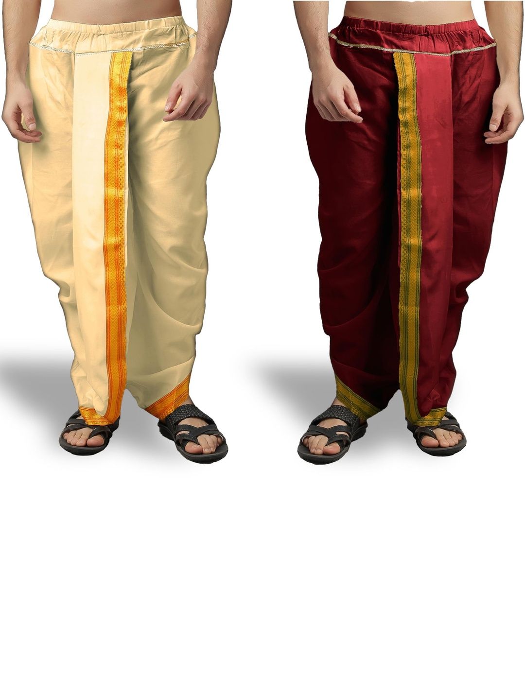 Spewim Men Pack of 2 Solid Cotton Dhoti Pants-picture-19