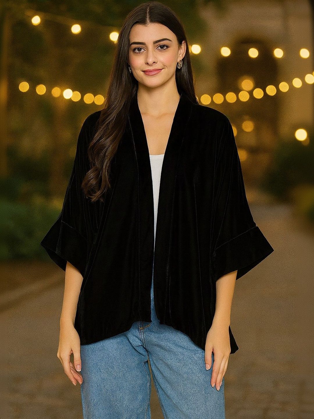 Ruhaans Velvet Open Front Shrug-picture-29