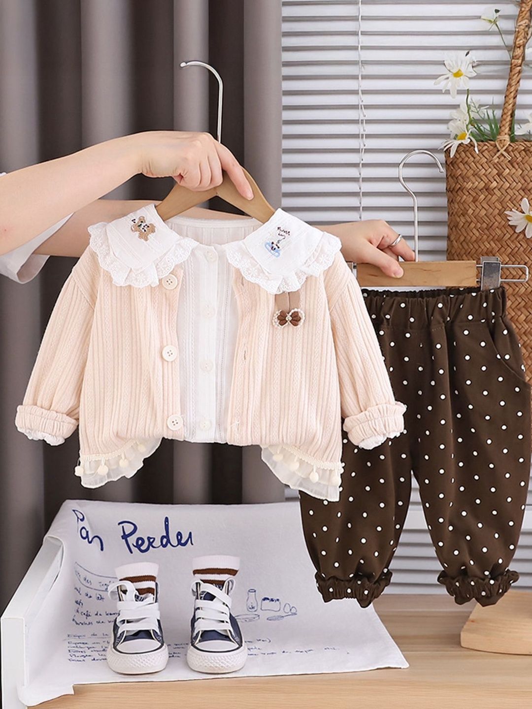 LULU & SKY Girls T-shirt and Shirt with Trousers-image-10