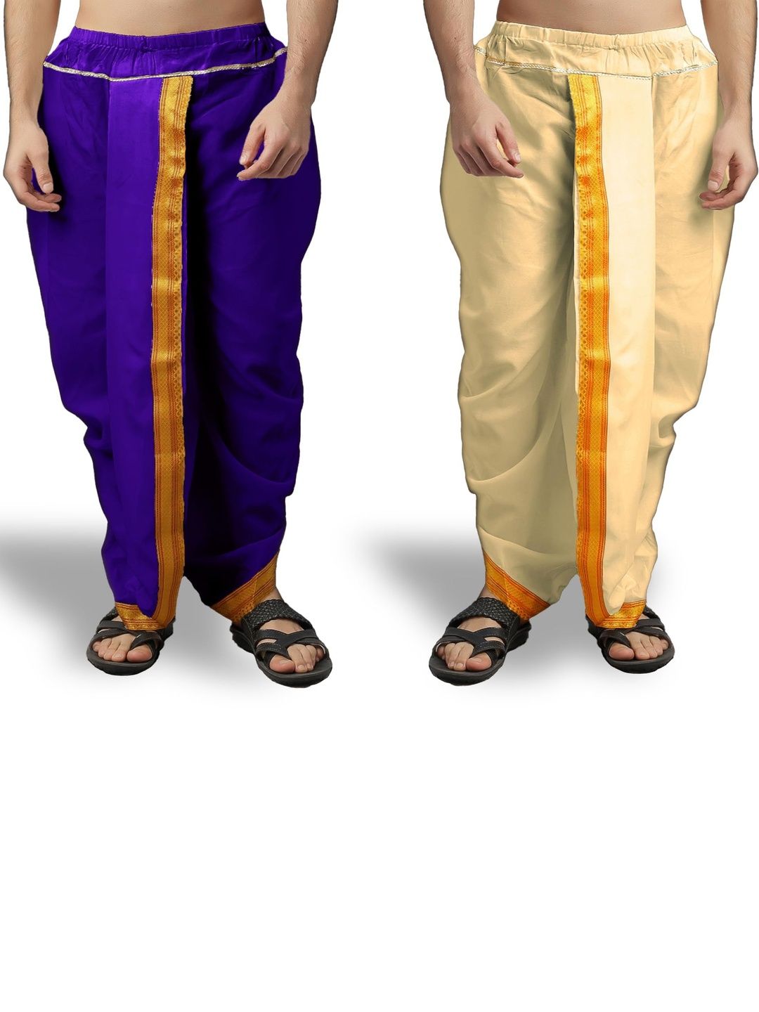 Spewim Men Pack of 2 Solid Cotton Dhoti Pants-picture-22