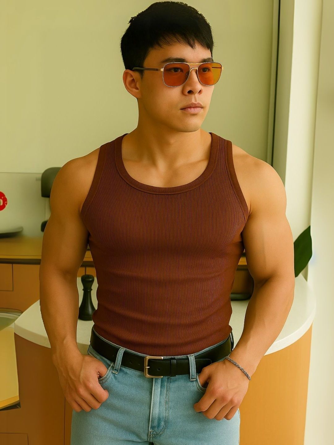 ROCKWELL Ribbed Cotton Breathable Active Fit Innerwear Gym Vests-picture-47