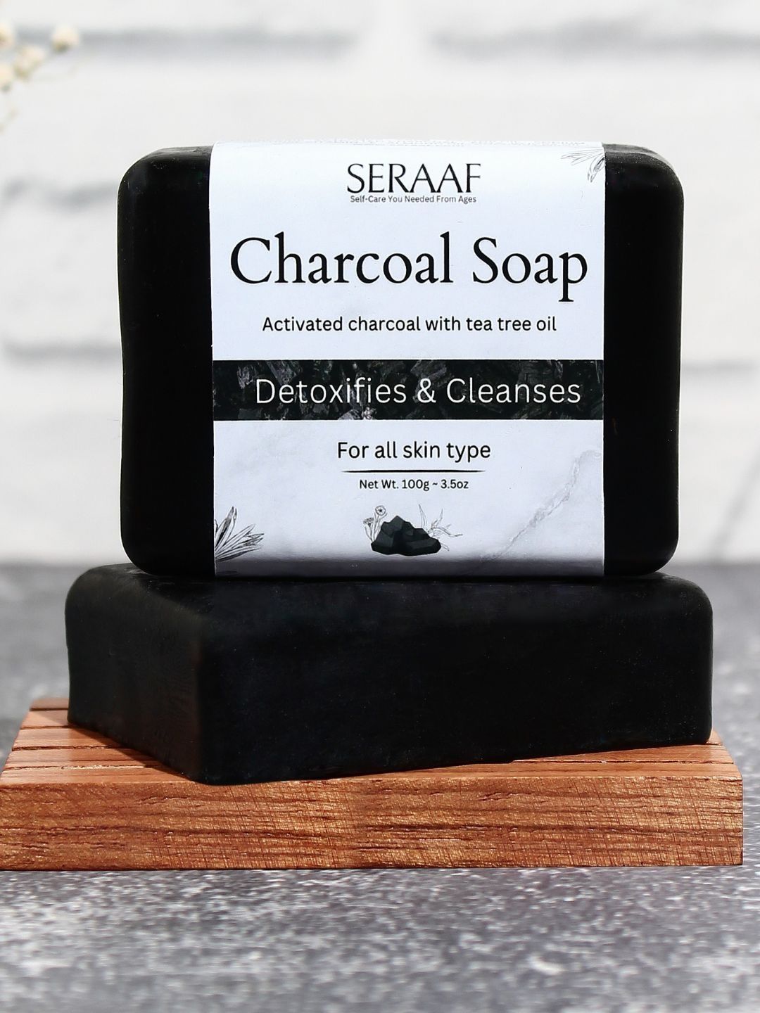 SERAAF Set Of 2 Charcoal Soap With Tea Tree Oil - 100 g Each-picture-19