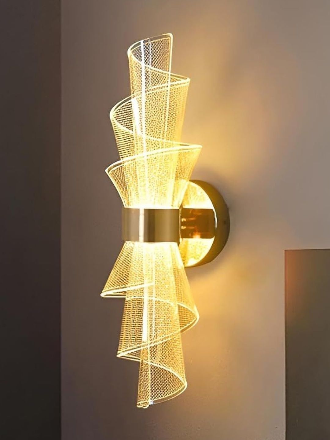 OJIT LIGHT DECORATION Gold-Toned & Gold-Toned Metal Contemporary Abstract Shaped Shaped Wall Lamp-image-23