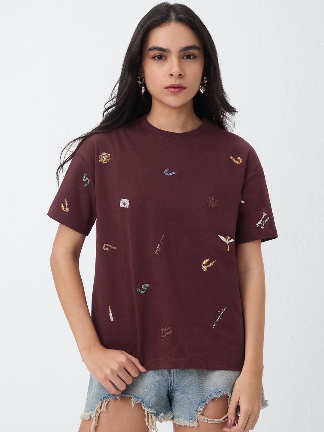 The Souled Store Women Printed Drop-Shoulder Sleeves T-shirt-picture-44