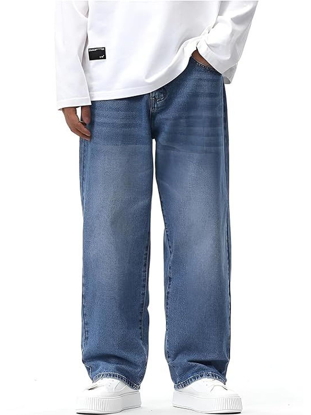 AngelFab Men Relaxed Fit High-Rise Light Fade Stretchable Jeans-picture-16